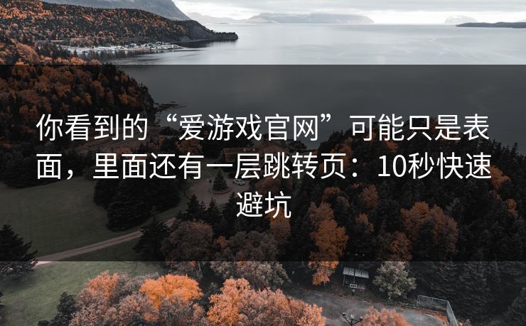 你看到的“爱游戏官网”可能只是表面，里面还有一层跳转页：10秒快速避坑