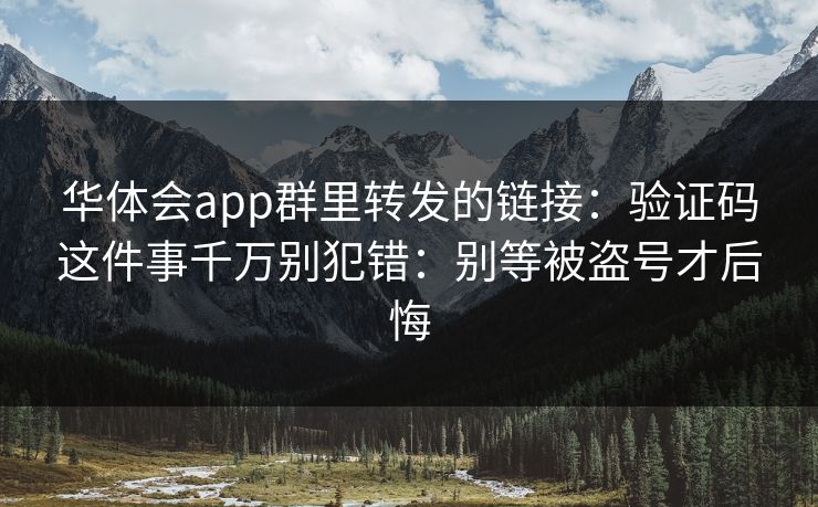 华体会app群里转发的链接：验证码这件事千万别犯错：别等被盗号才后悔